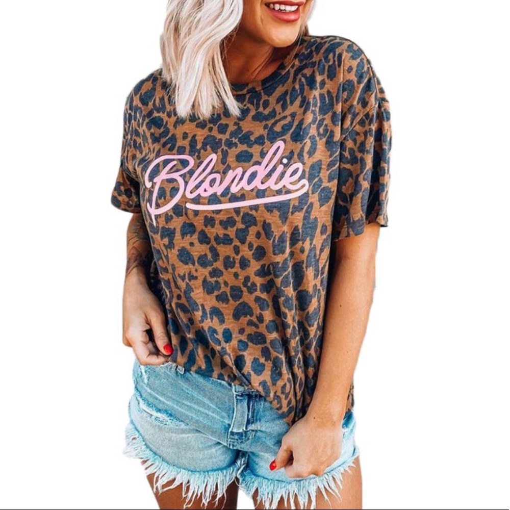 Blondie Cheetah Tee, Size S, New, (L, M is Sold Out) Cotton-Poly Stretch Blend - Picture 6 of 16